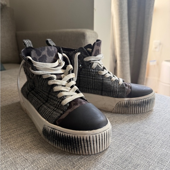 Jessica Simpson Black and Gray Plaid Sneakers - Picture 1 of 3